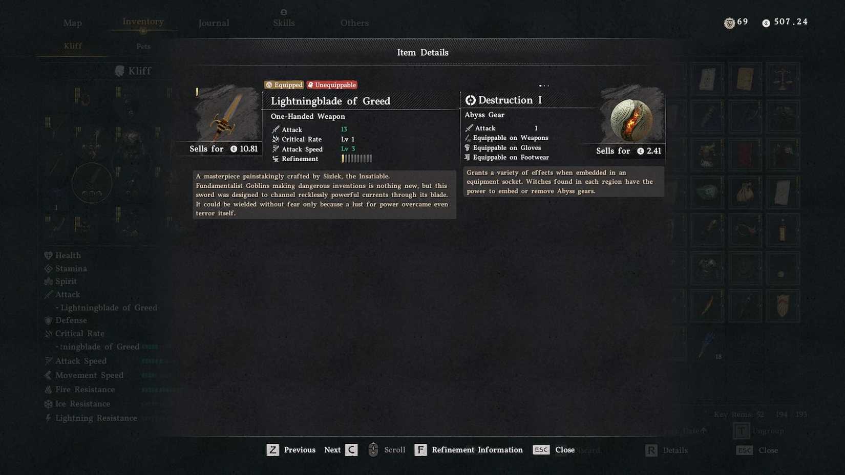 Crimson Desert Lightningblade of Greed Stats