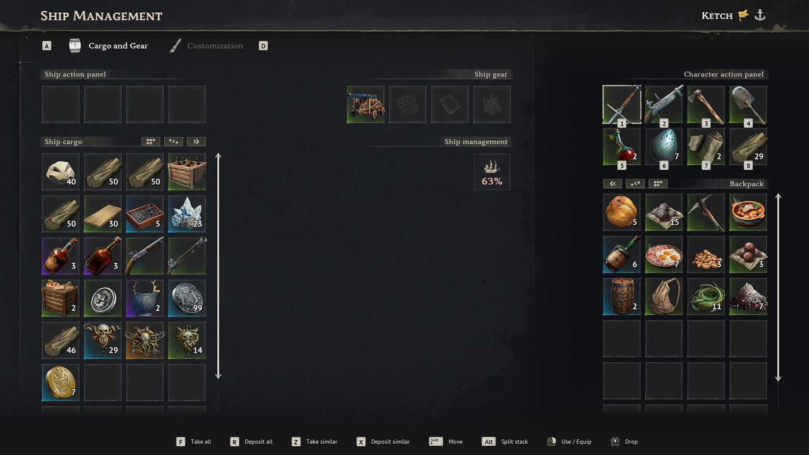 Windrose Ship Storage Screen