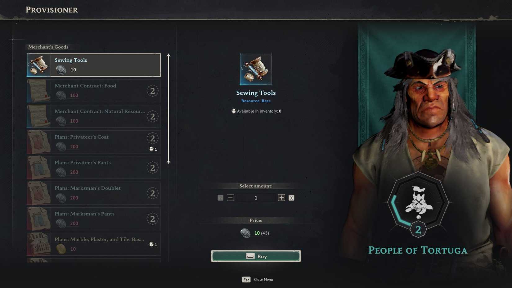 Windrose People of Tortuga faction screen