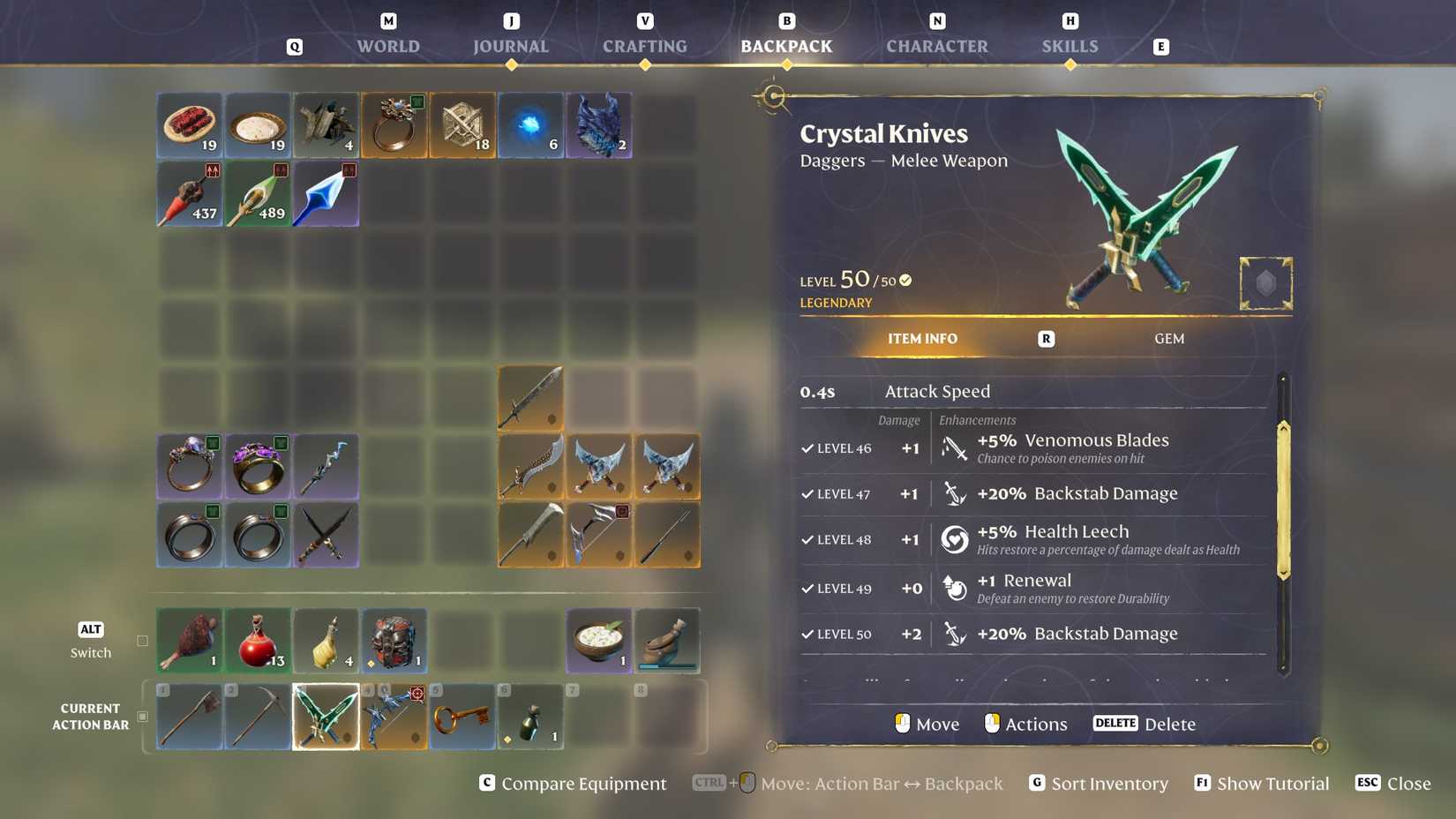 Encased Crystal Knives Statistics