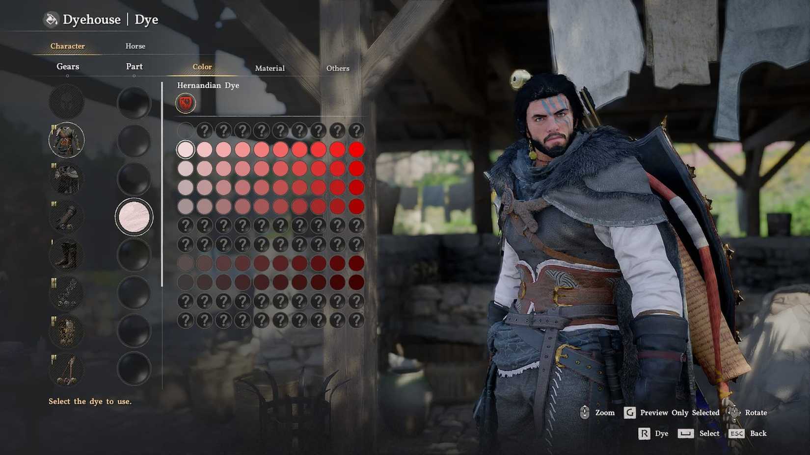 Crimson Desert Dye Menu