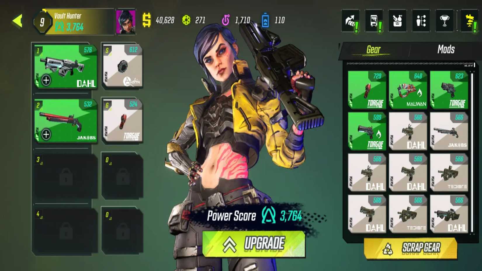 borderlands mobile inventory screen