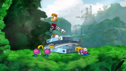 A victory podium in Rayman Origins (2011)