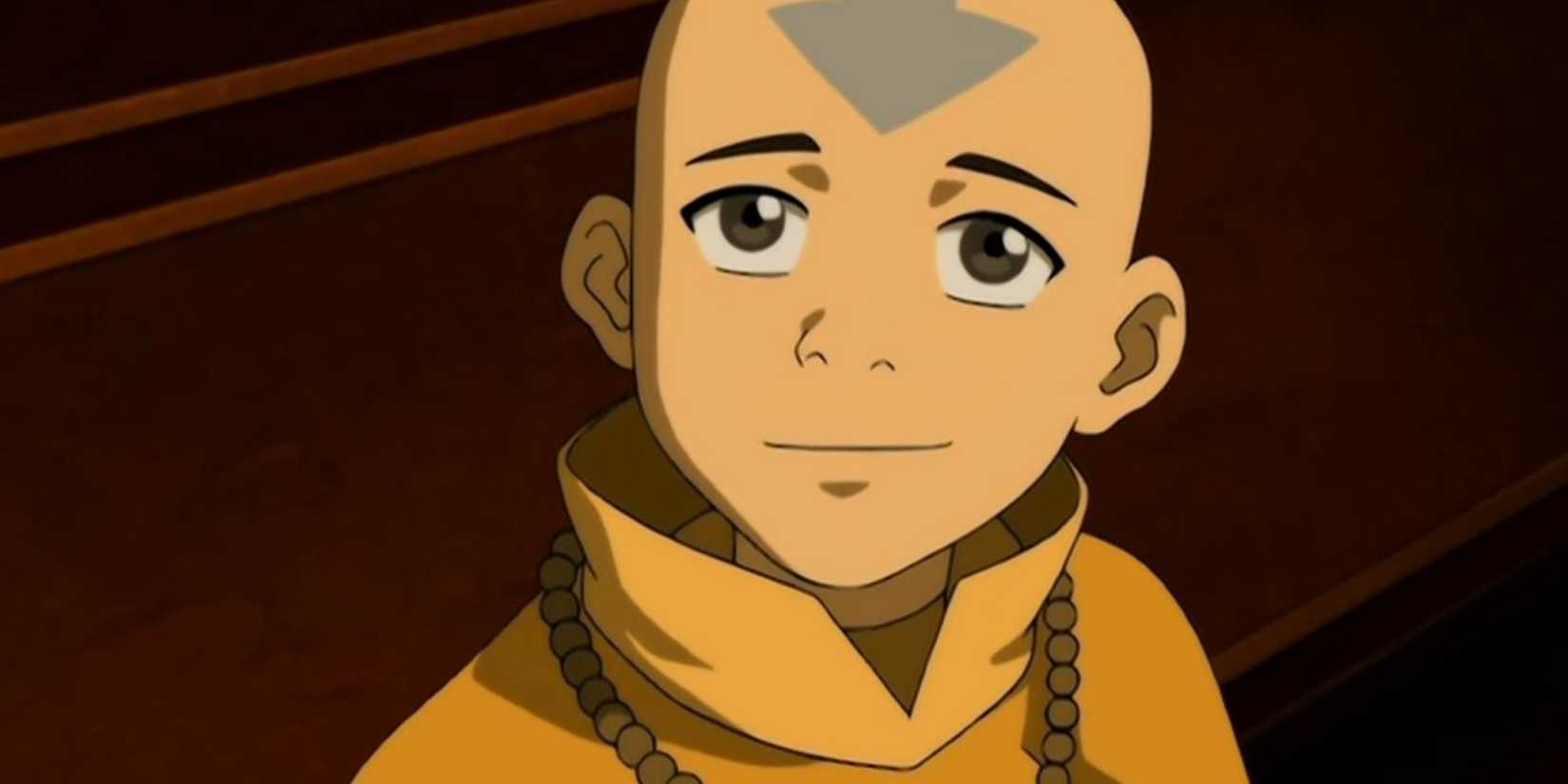 Aang looks up with a delighted expression.