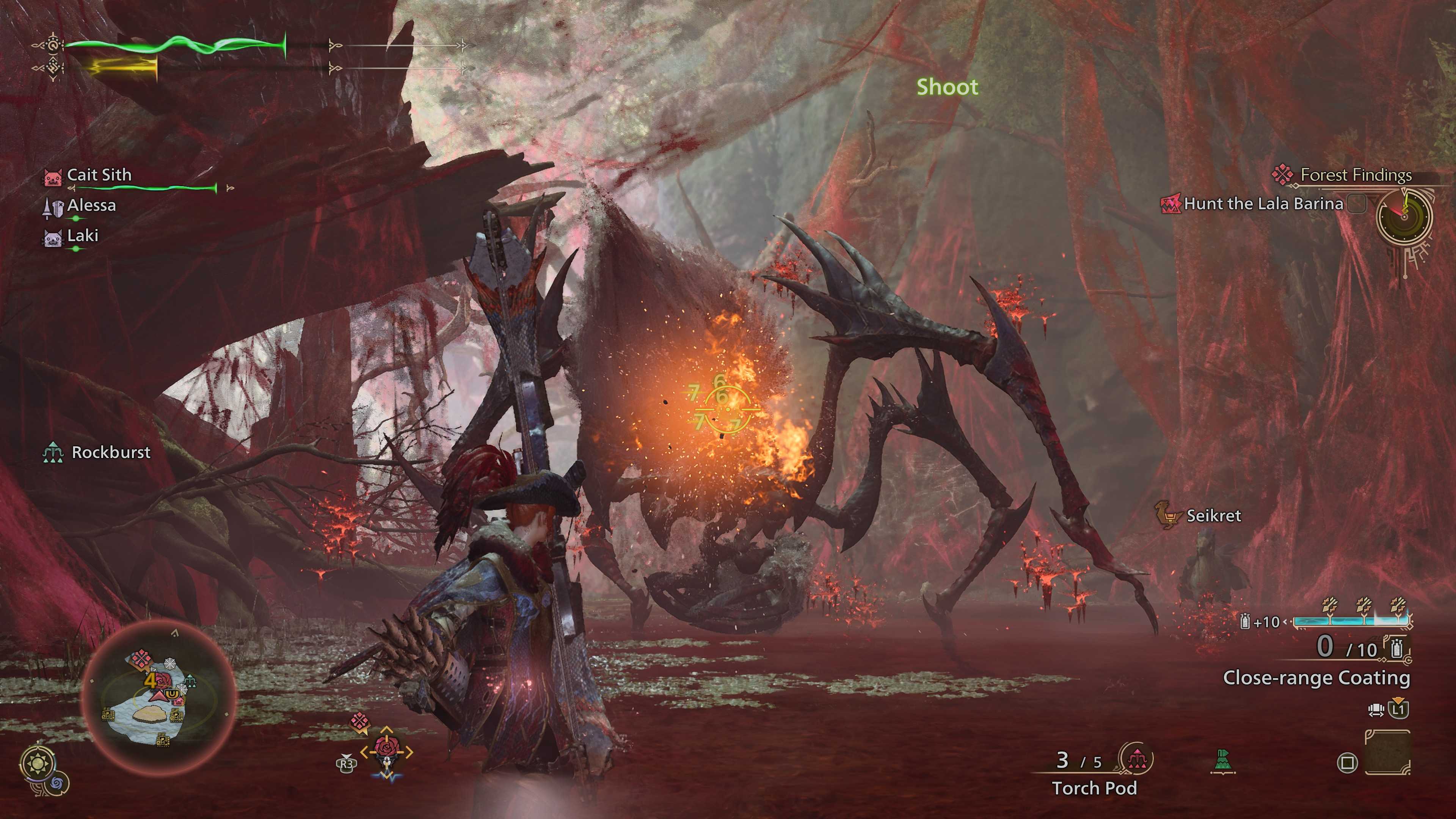 Attacking a Lala Barina in Monster Hunter Wilds (PS5)