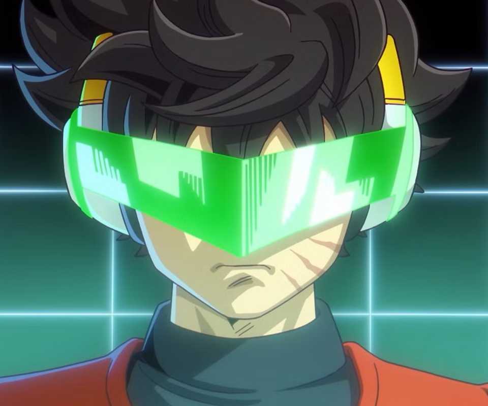 Character wearing visor