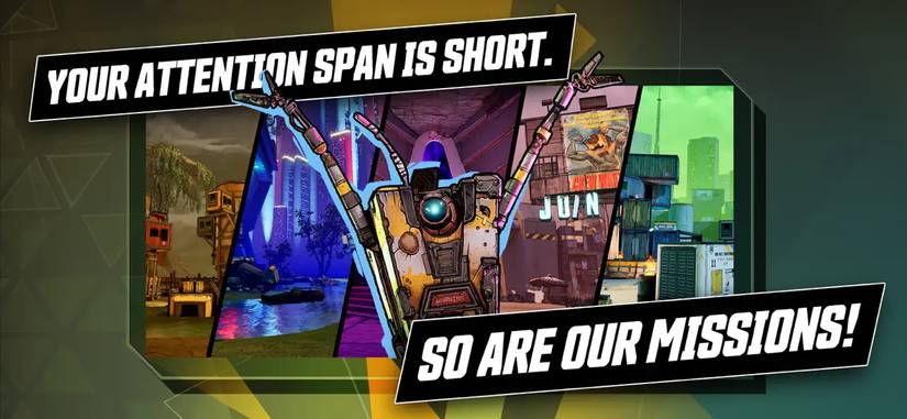 Promotional graphic introducing Claptrap from Borderlands Mobile
