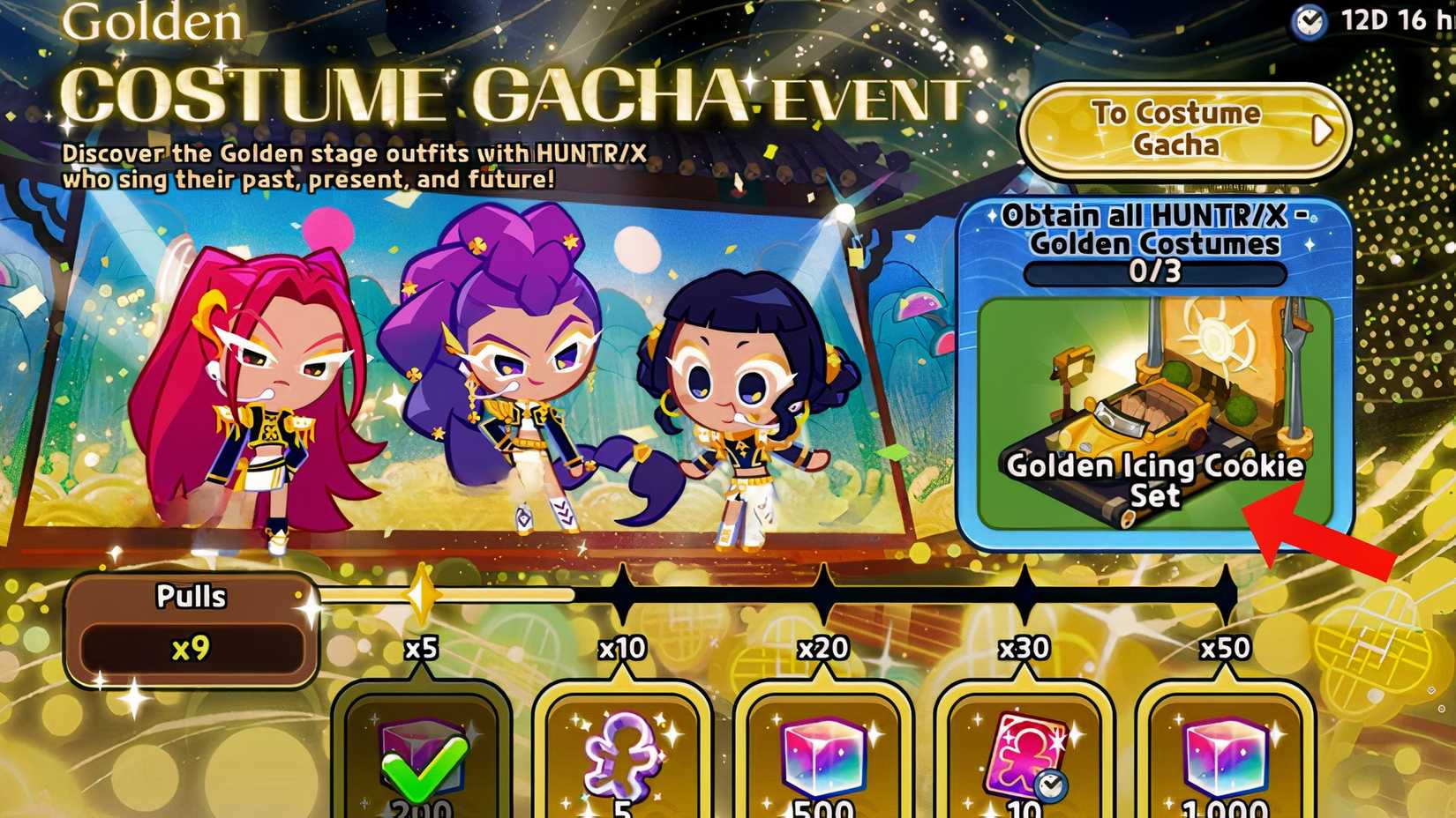 Cookie Run Kingdom Hunters Light Sticks Golden Dress Prize from Gacha event
