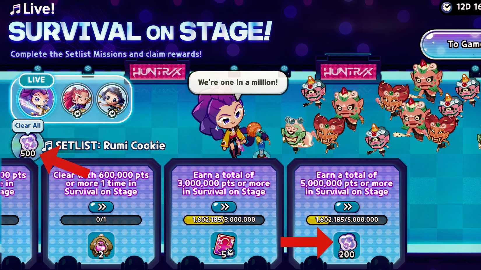Cookie Run Kingdom Hunters Light Sticks reward for surviving the stage event