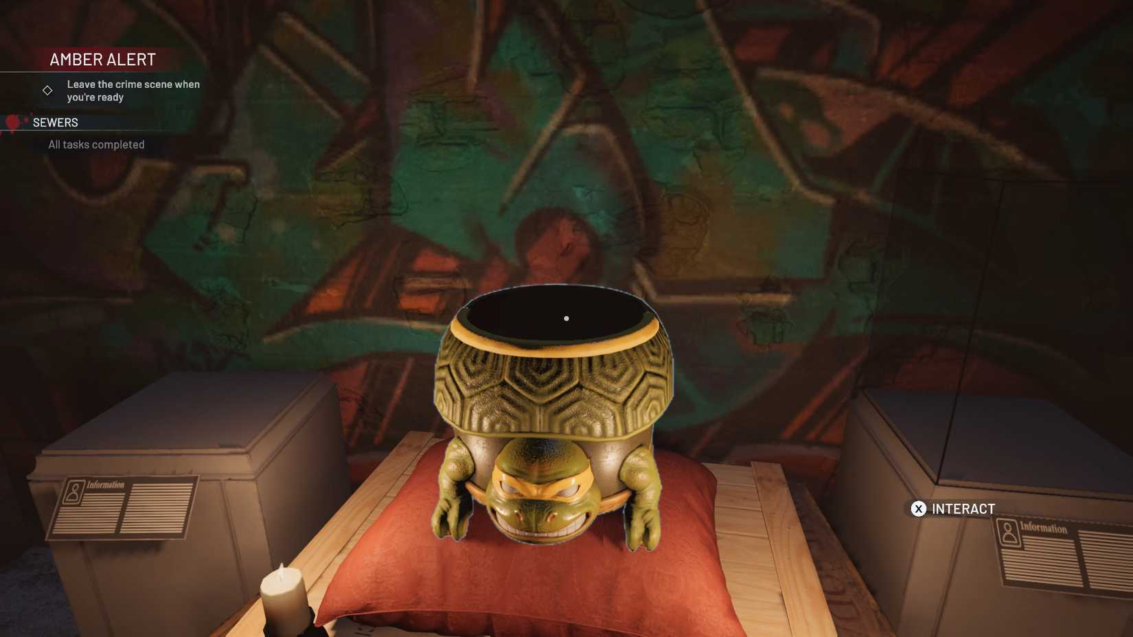 crime-scene-cleaner-act-2-how-to-play-dartboard-game-amber-alert-get-john-bucket-teenage-mutant-ninja-turtles-sewer-dave-lair - interact with john bucket skin