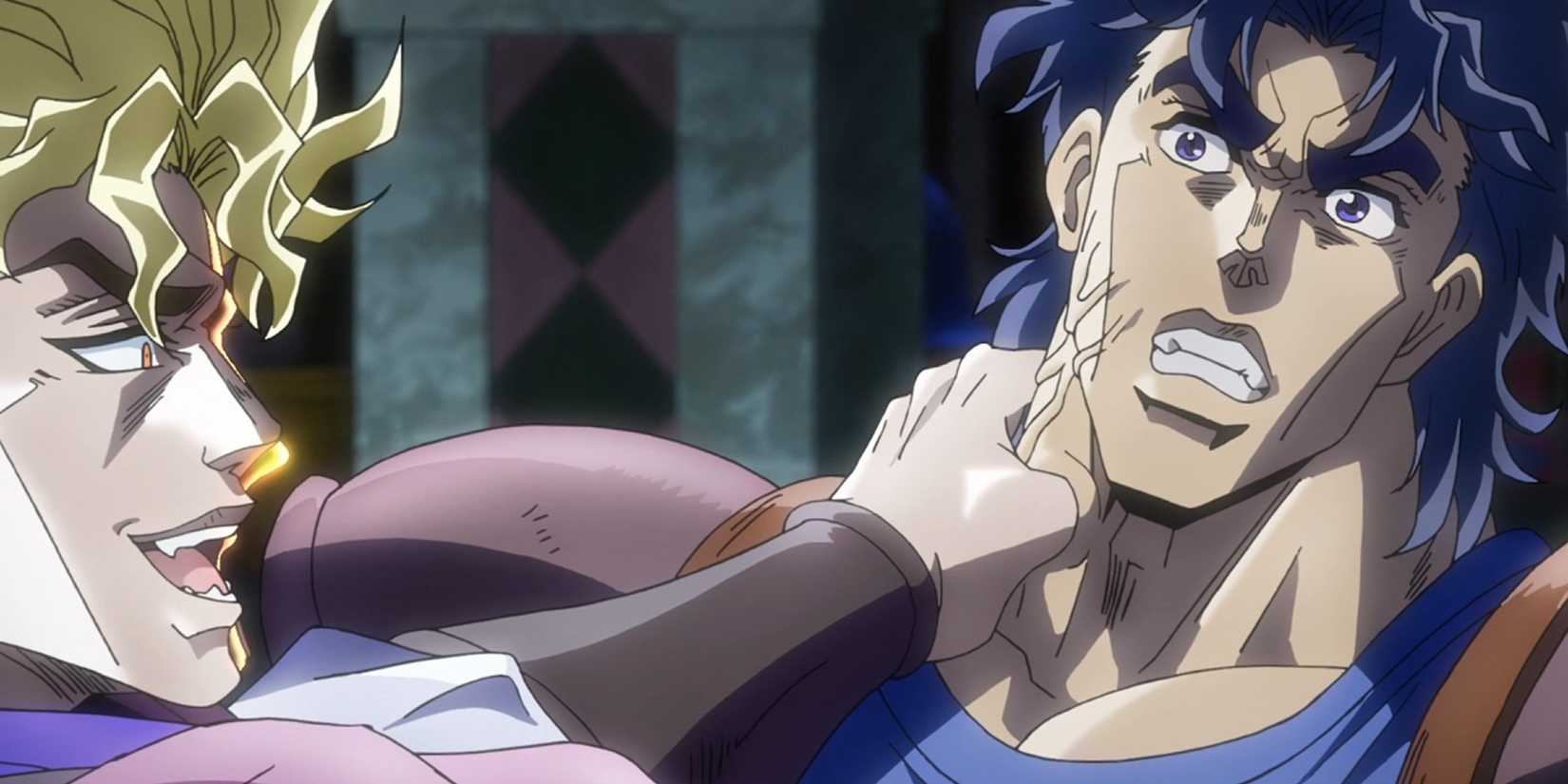 Dio Brando faces Jonathan Joestar.