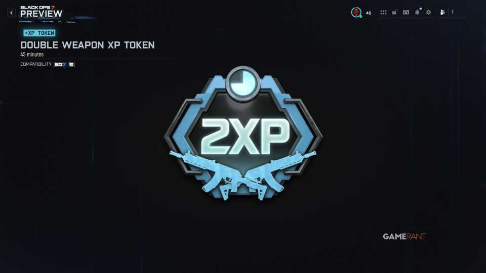 Double Weapon XP Token (45 minutes) - Lost Outpost event reward