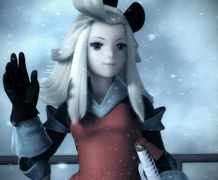 Edea in a snow storm in Bravely Default Flying Fairy HD Remaster (2025)