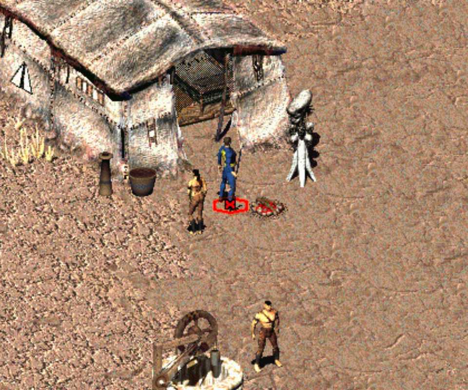 Exploring a camp in Fallout 2 (1998)