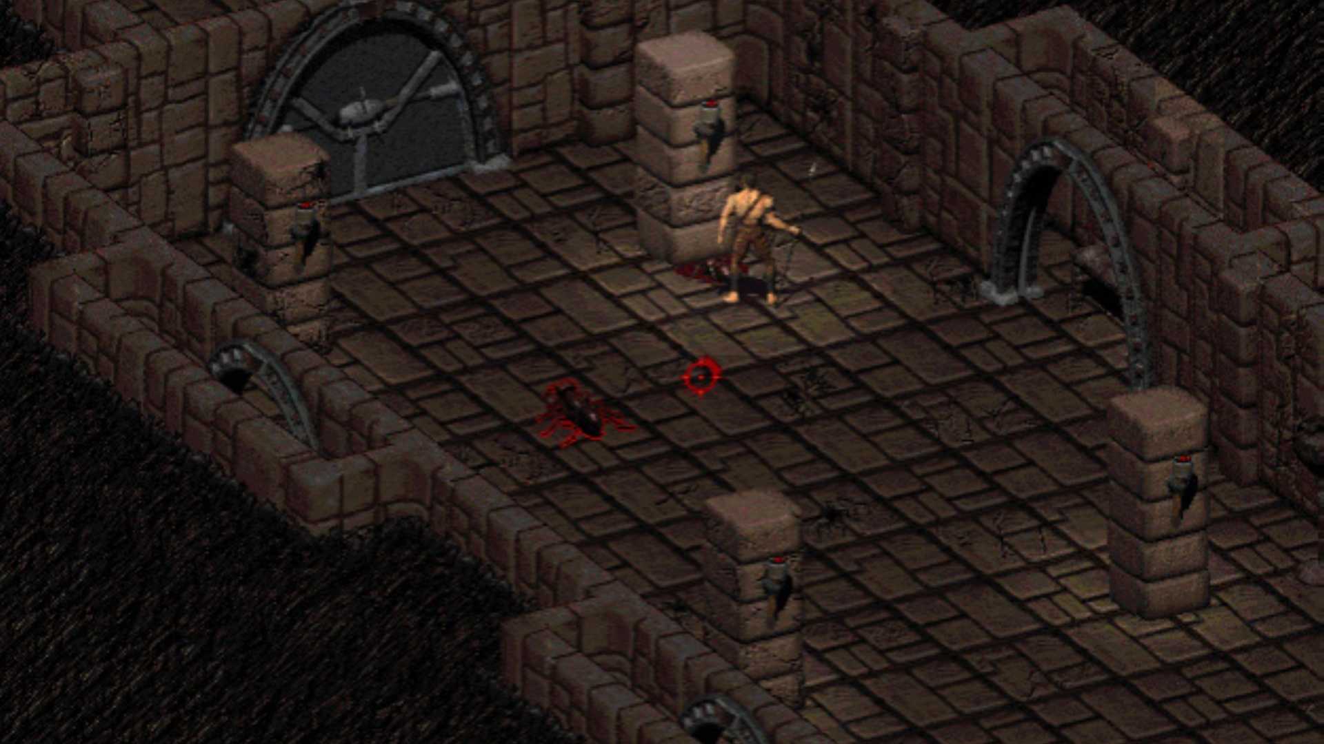 Exploring a dungeon in Fallout 2 (1998)