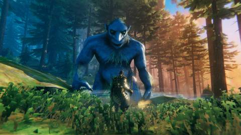 Facing a troll in Valheim (2021)