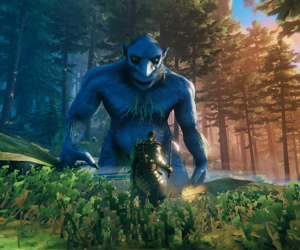 Facing a troll in Valheim (2021)