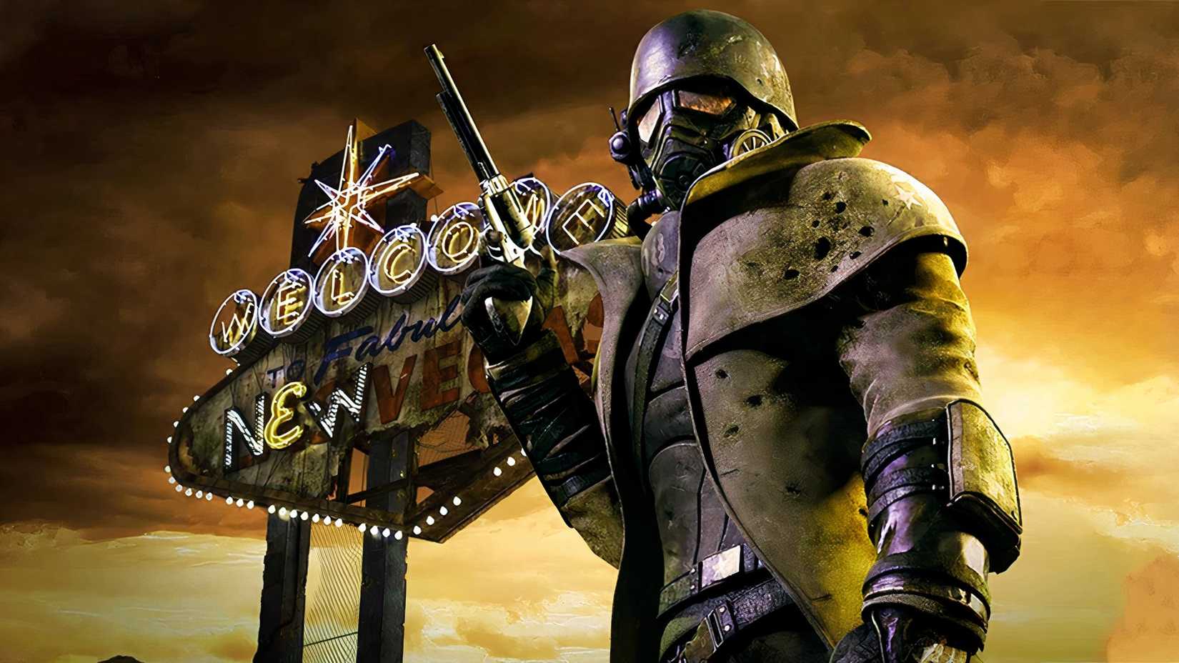 Fallout New Vegas character and sign