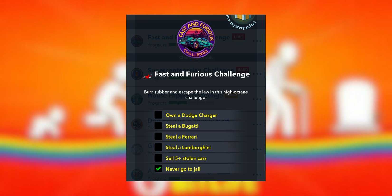 Fast and Furious Challenge BitLife 