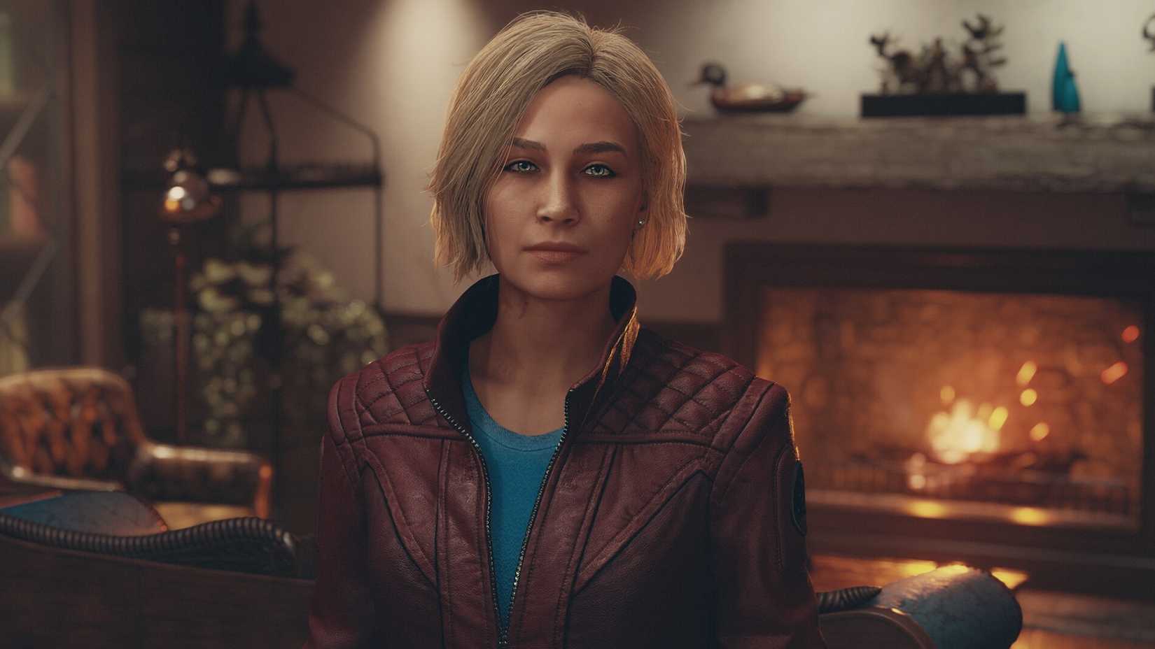 a close up short of sarah in starfield