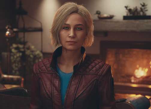 a close up short of sarah in starfield
