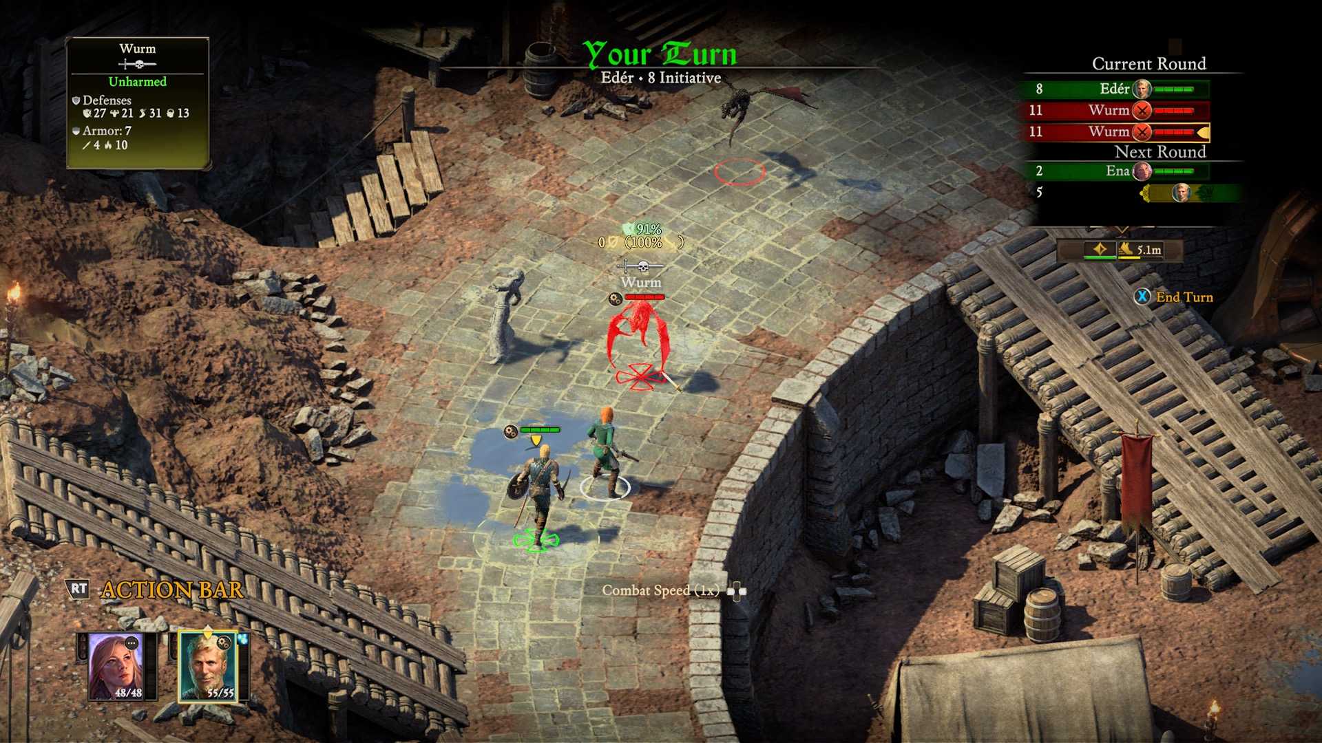 Fighting a battle in Pillars of Eternity 2 (2018)