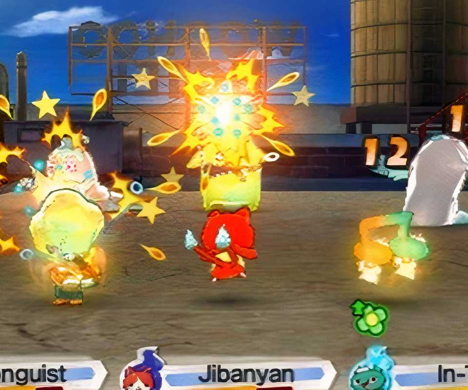 Fighting ghost battles in Yo-kai Watch 3 (2019).