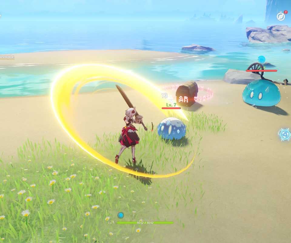 Fighting enemies in Genshin Impact (2020)