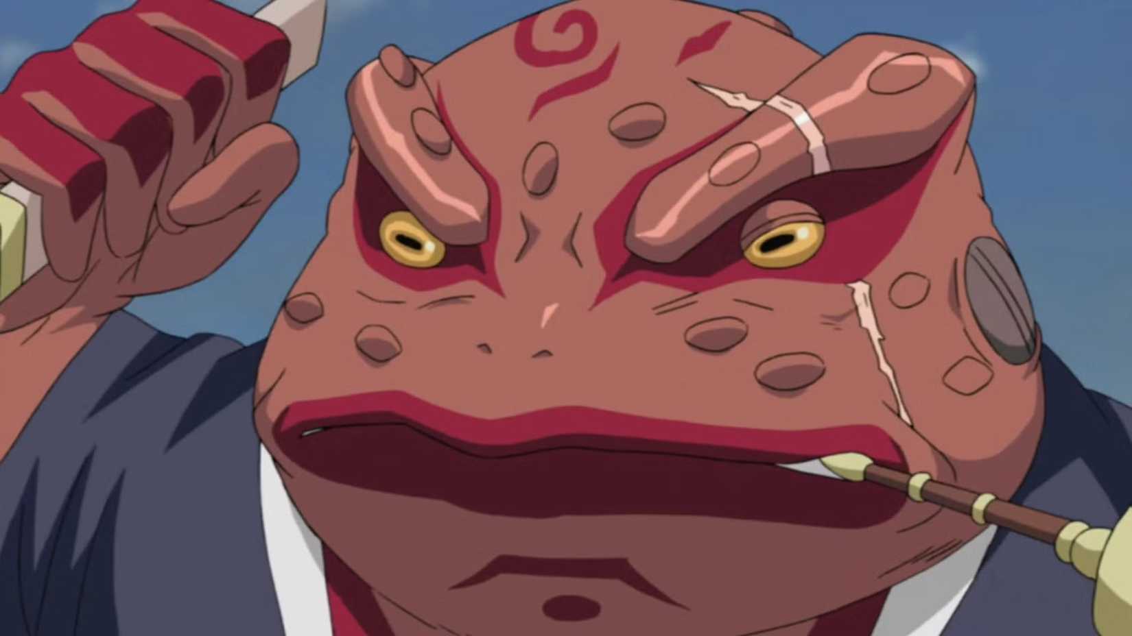 Gamabunta grabbed the sword.