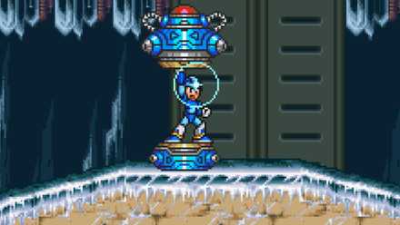 Getting a power-up in Mega Man X (1993)