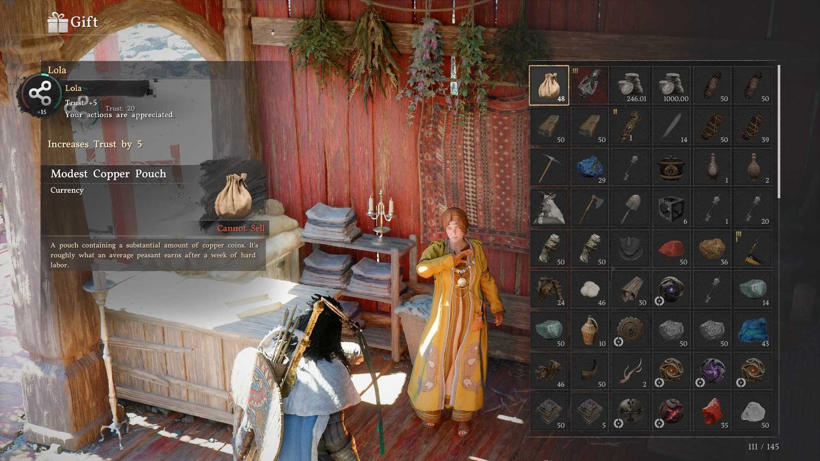 Gifting Lola Copper Bag Gray Wolf Armor Set Crimson Desert