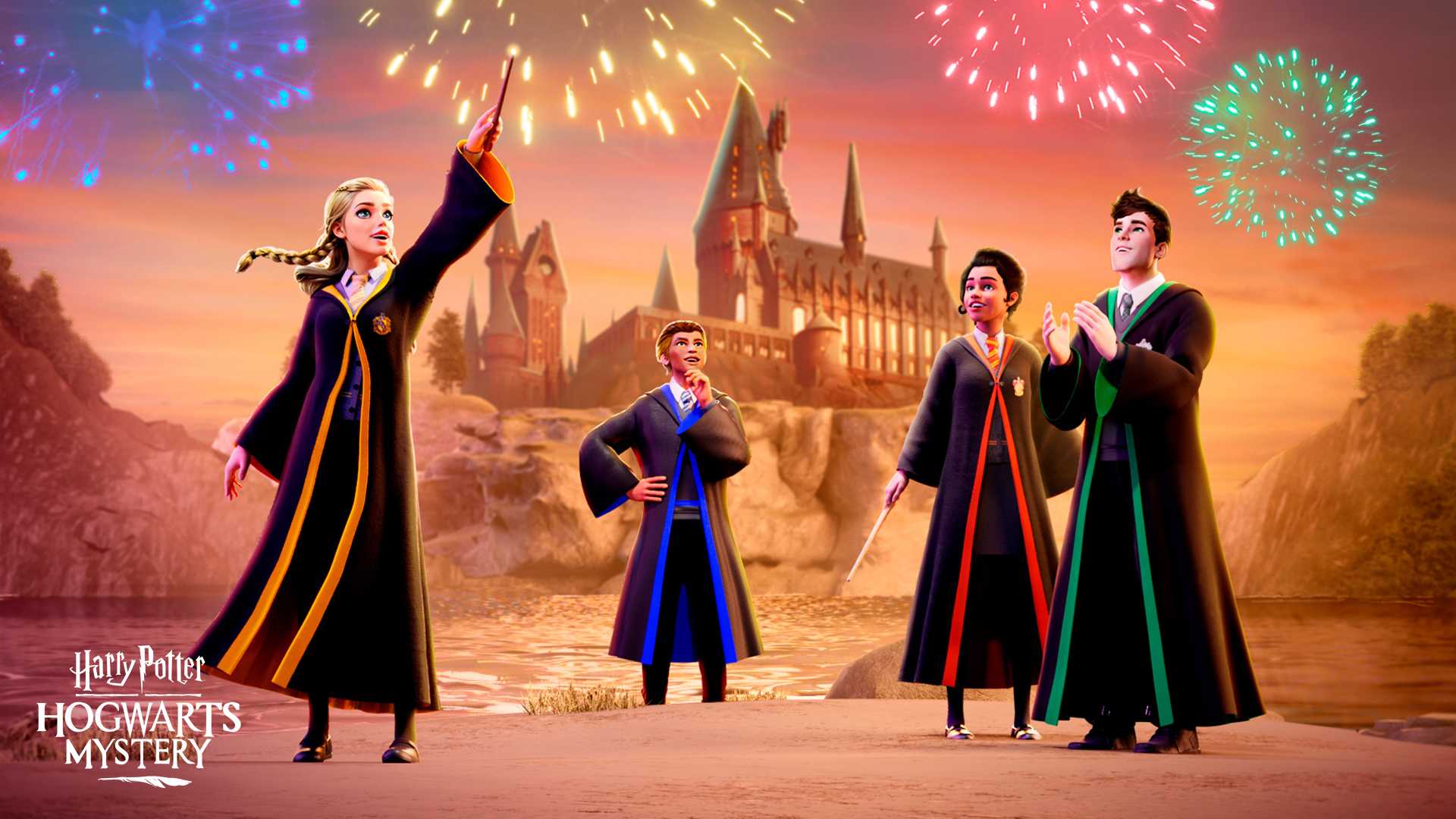 harry-potter-hogwarts-mystery-8th-anniversary-students-with-fireworks