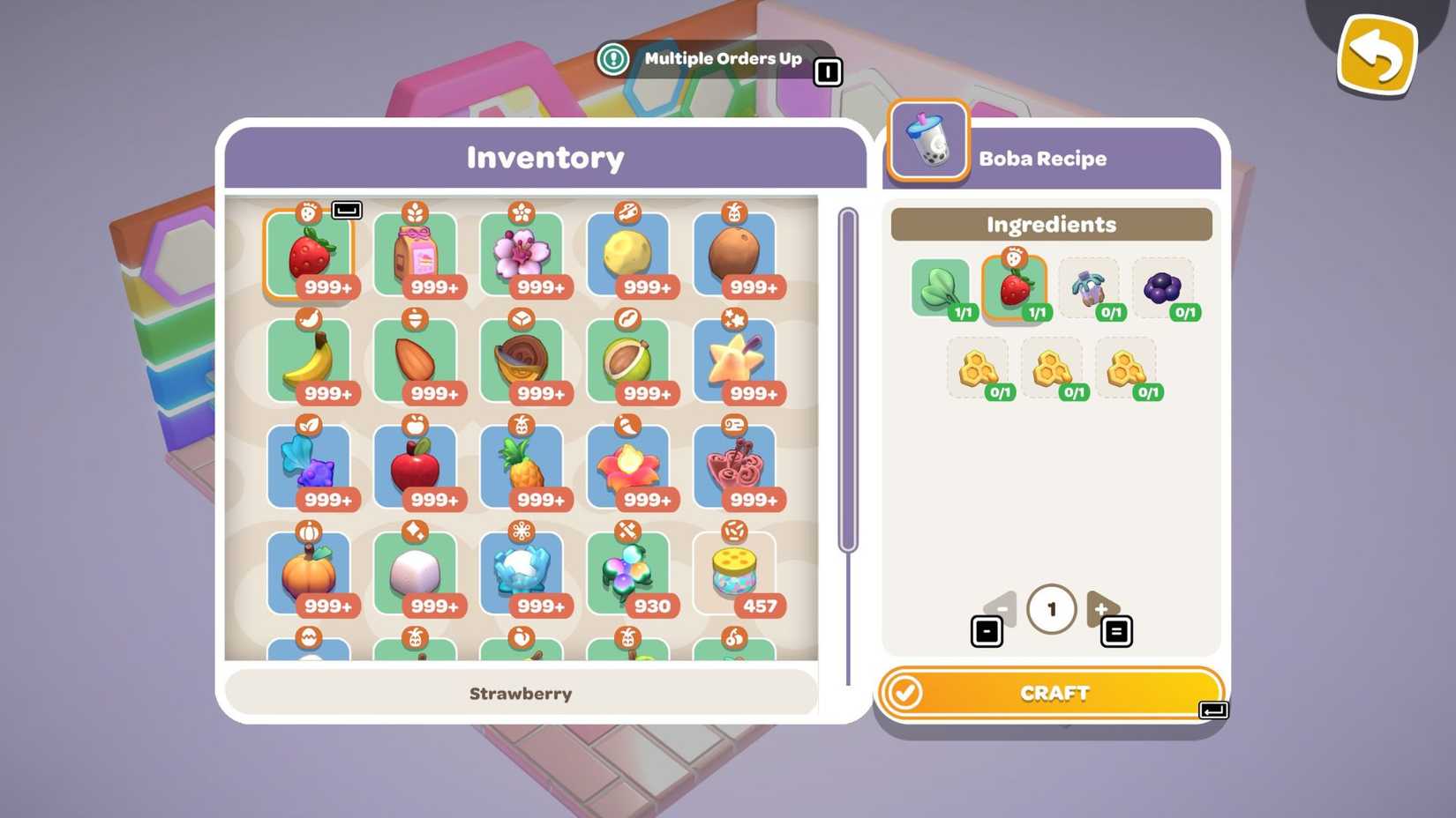 The recipe for Boba Tea on the Imagination Cafe's Chef's Station in Hello Kitty Island Adventure