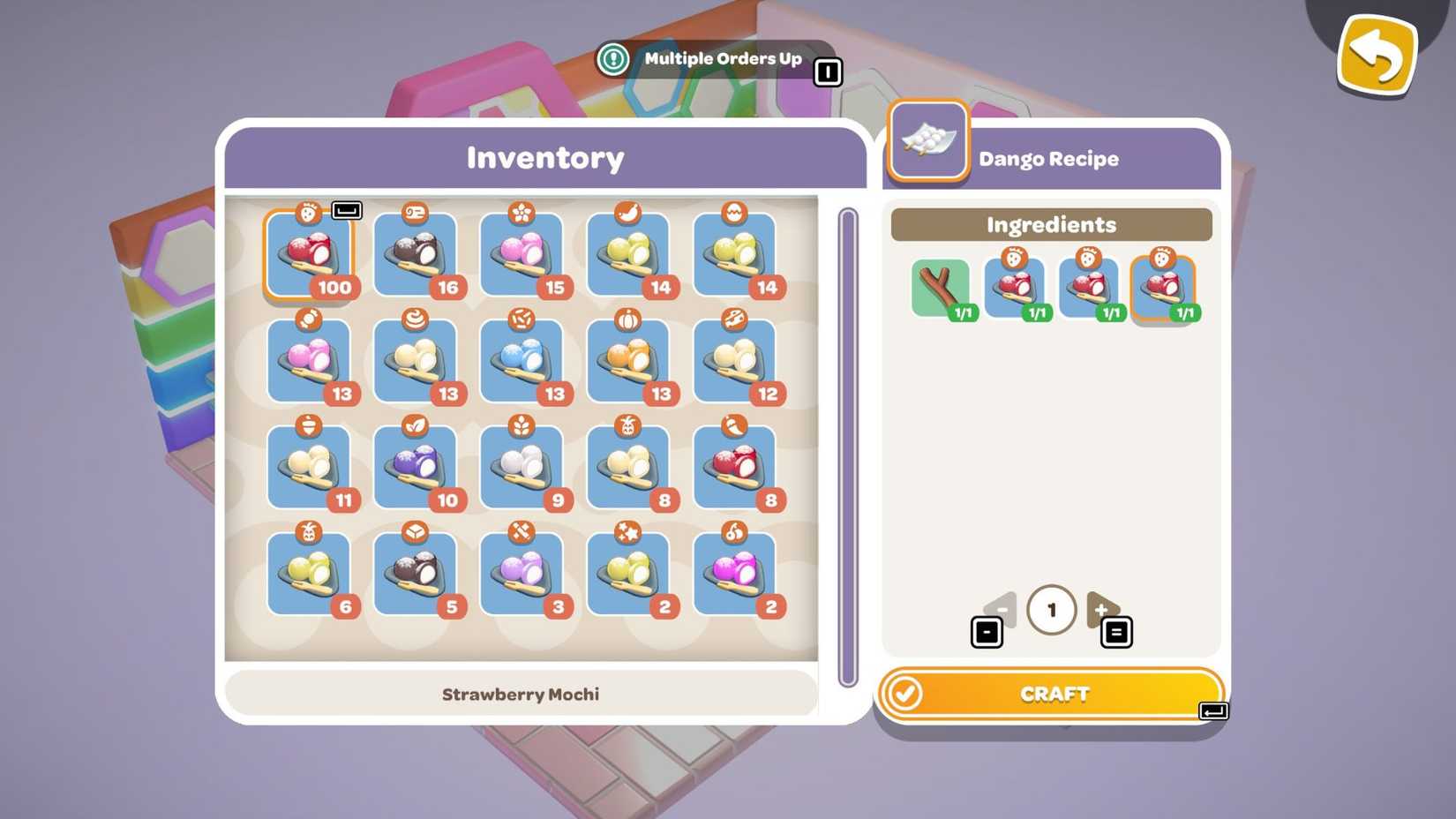 The recipe for Dango on the Imagination Cafe's Chef's Station in Hello Kitty Island Adventure