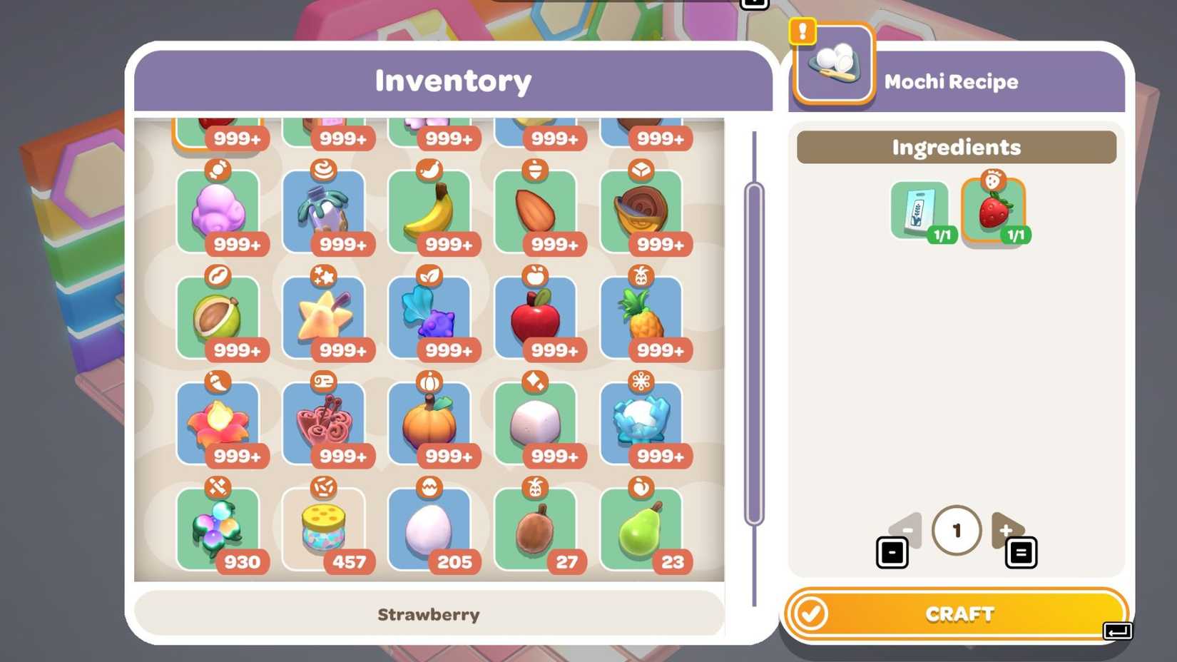 Most of the ingredients that can be used to flavor recipes made on the Chef's Station in the Imagination Cafe in Hello Kitty Island Adventure