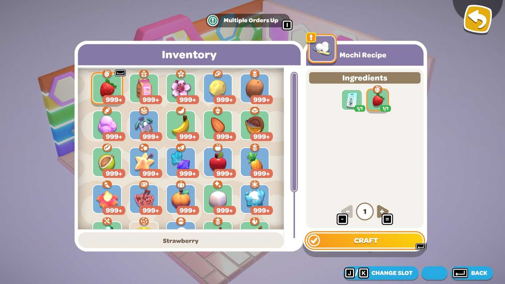 The recipe for Mochi on the Imagination Cafe's Chef's Station in Hello Kitty Island Adventure