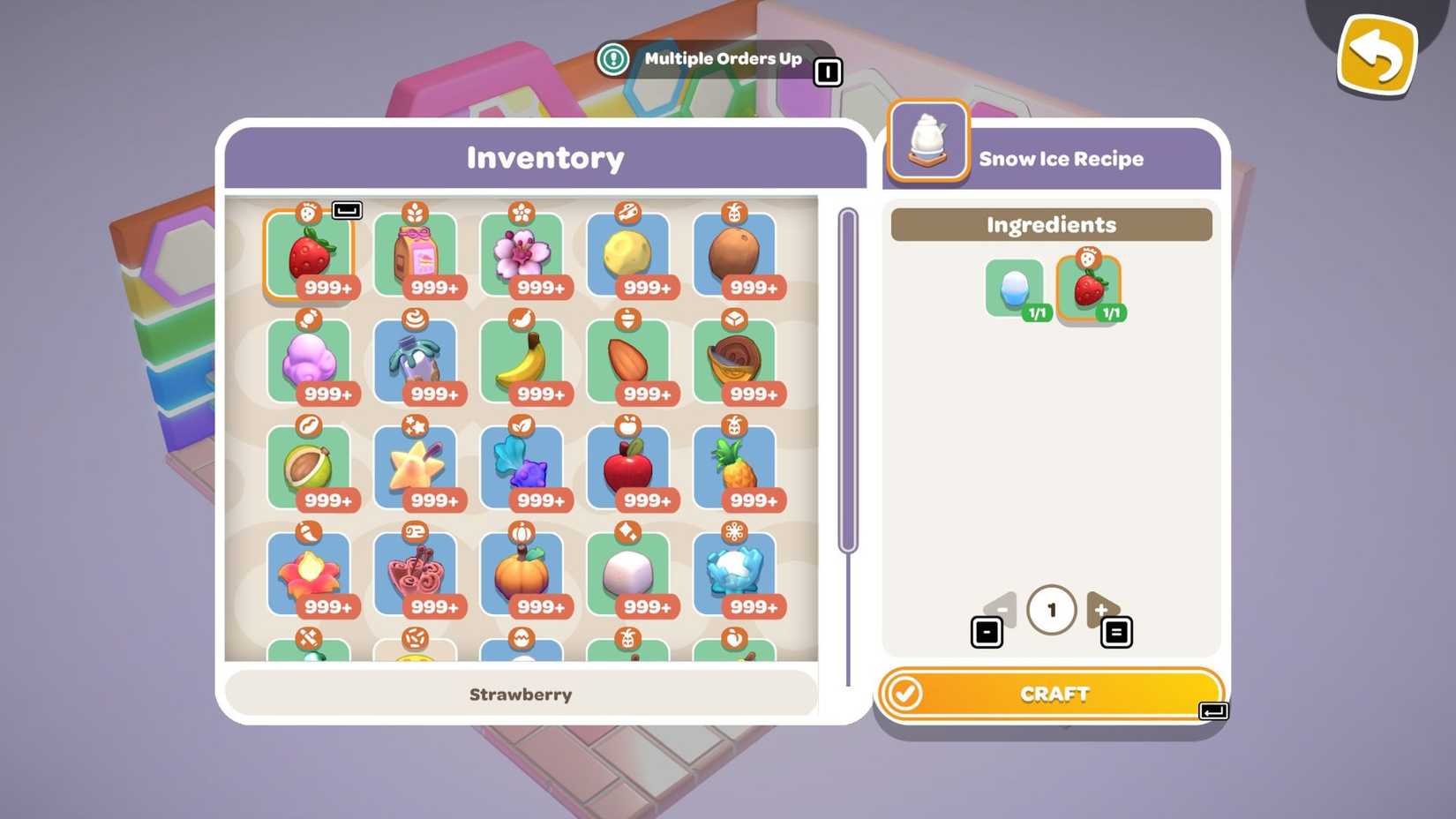 The Snow Ice Recipe on the Imagination Cafe's Chef's Station in Hello Kitty Island Adventure