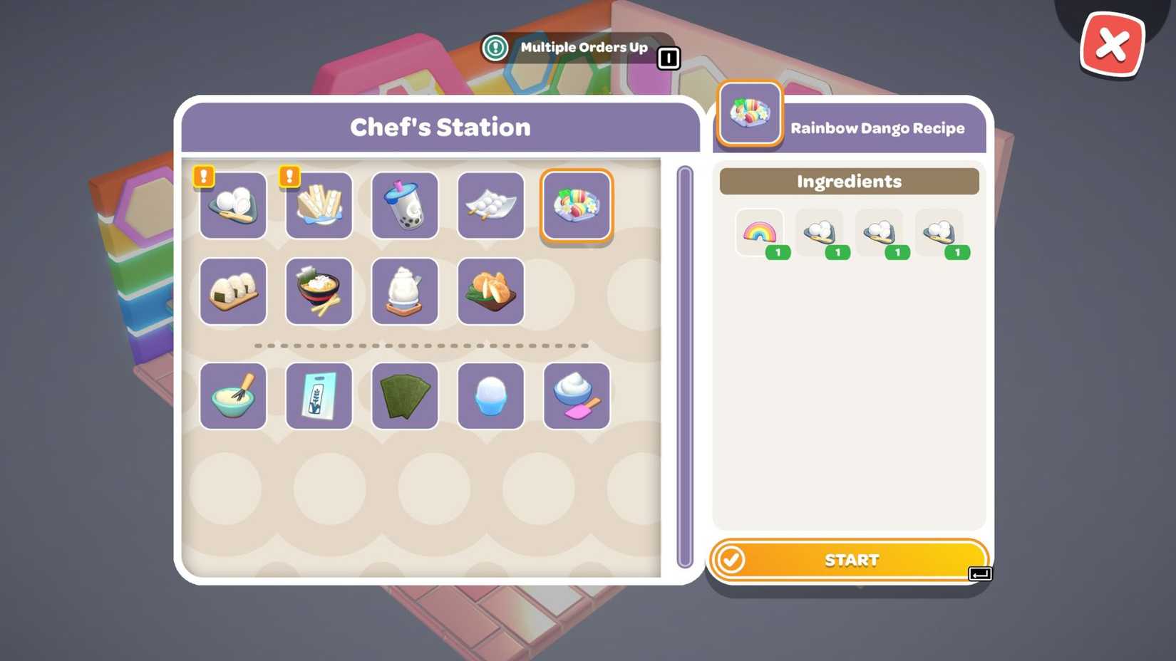 The recipe for Rainbow Dango in Hello Kitty Island Adventure