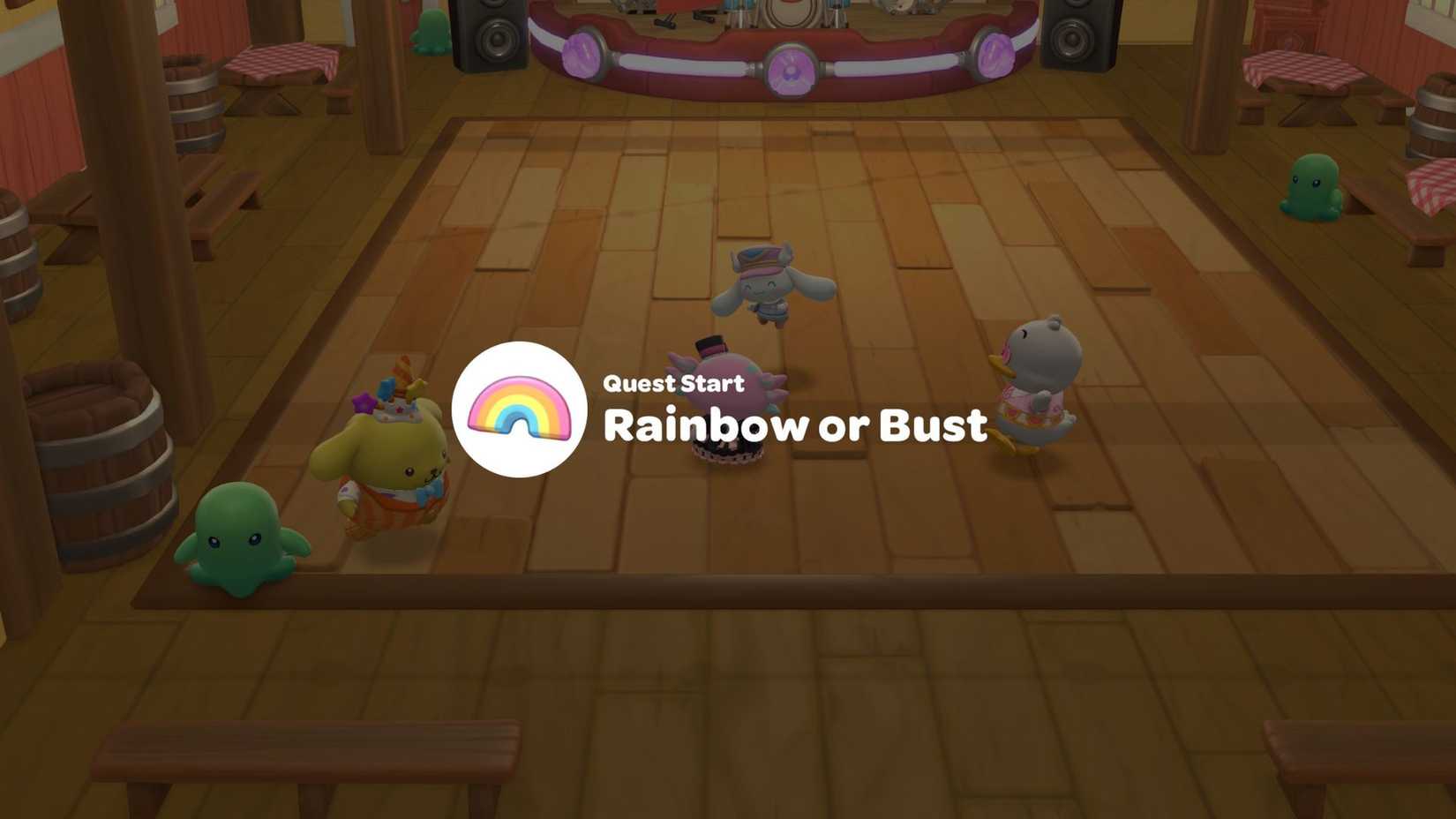 Starting the Rainbow or Bust quest in Hello Kitty Island Adventure