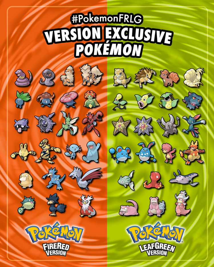 Pokemon FireRed and LeafGreen Version Exclusives Make Which Version to ...