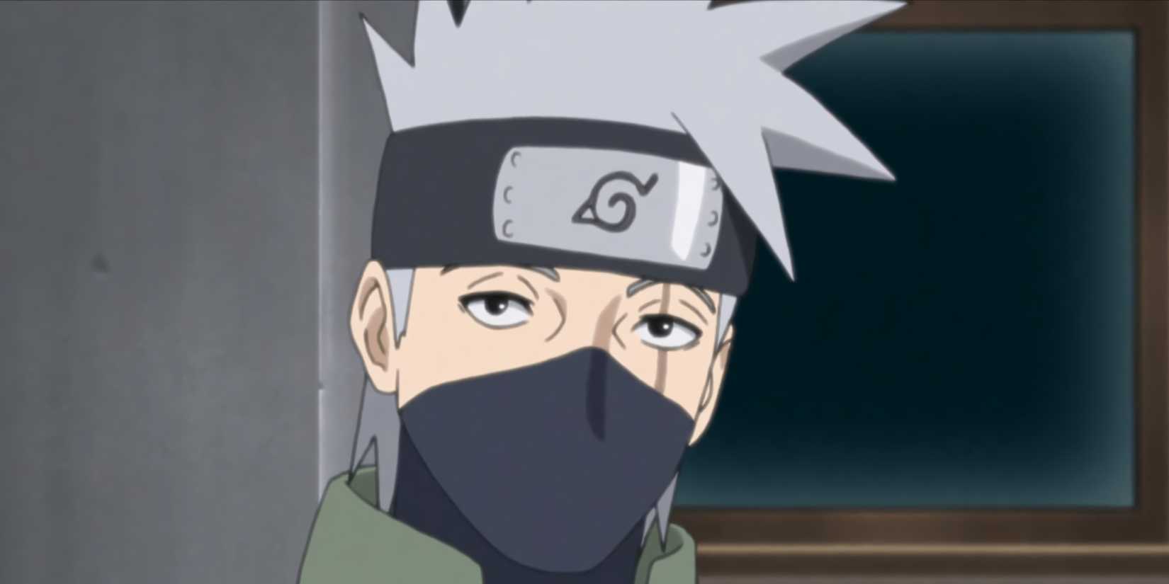 Kakashi stood in the Hokage's office after the war, without the Sharingan. 