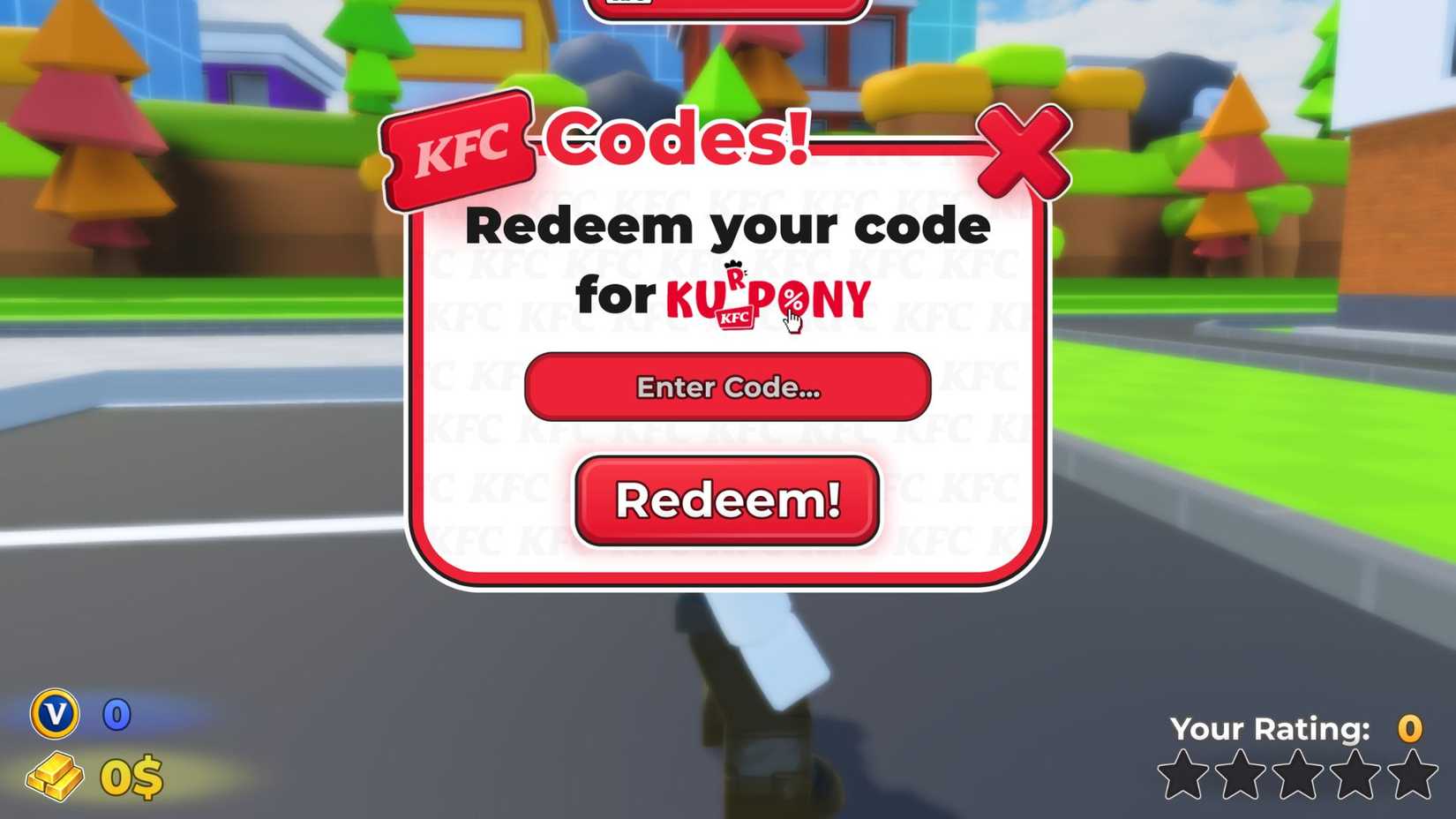 KFC Tycoon Codes Tab