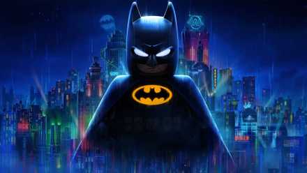 LEGO Batman standing outside Gotham City in Legacy of the Dark Knight
