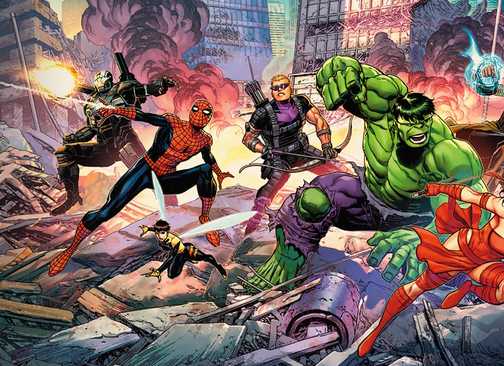 A promotional visual for Magic: the Gathering's Marvel Super Heroes expansion