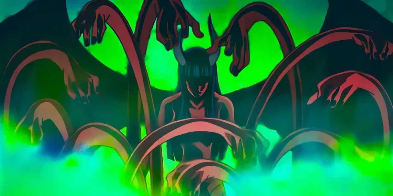 Nico Robin uses Demonio Fleur against Black Maria during the Onigashima Raid in One Piece.