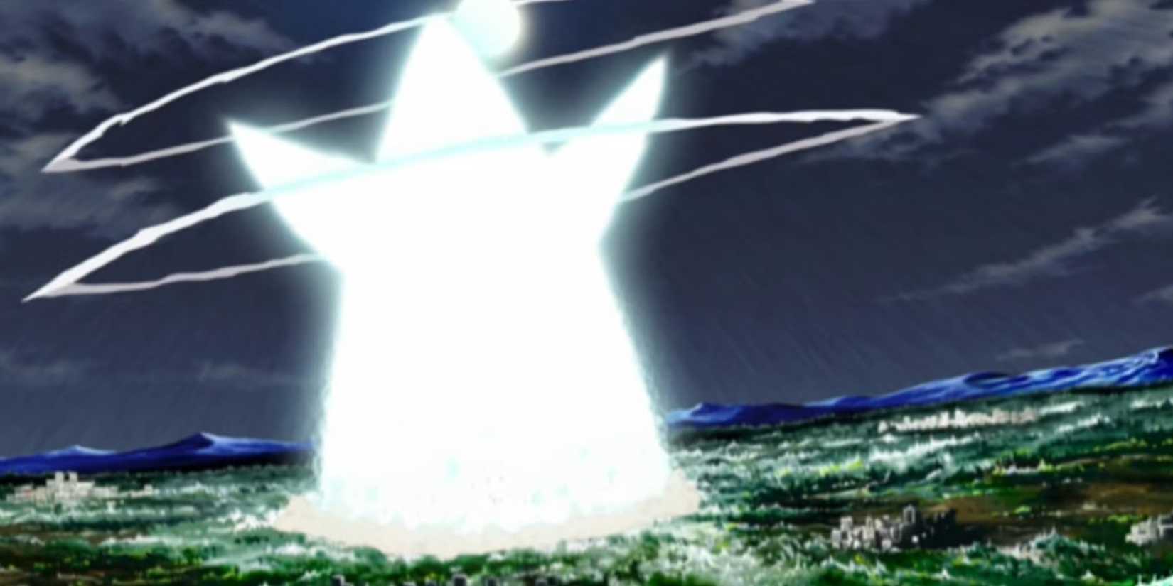 The explosion generated by Deidara's C0 technique in Naruto: Shippuden. 