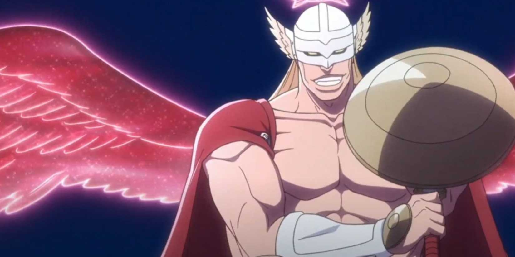 Gerard Valkyrie smile while drawing his sword with his Quincy: Vollstandig in Bleach: The Thousand-Year Blood war 