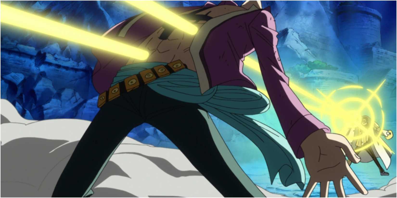 Kizaru shoots Marco Phoenix with two lasers in One Piece
