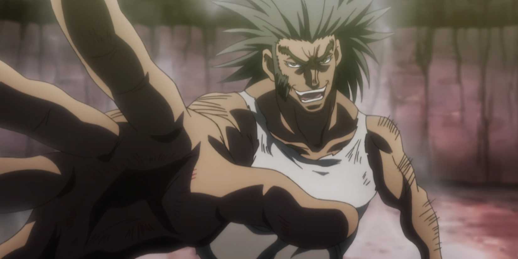 Uvogin releases his aura against the Mafia in Hunter x Hunter.
