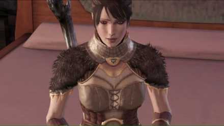 Morrigan sits in Dragon Age Origins-1